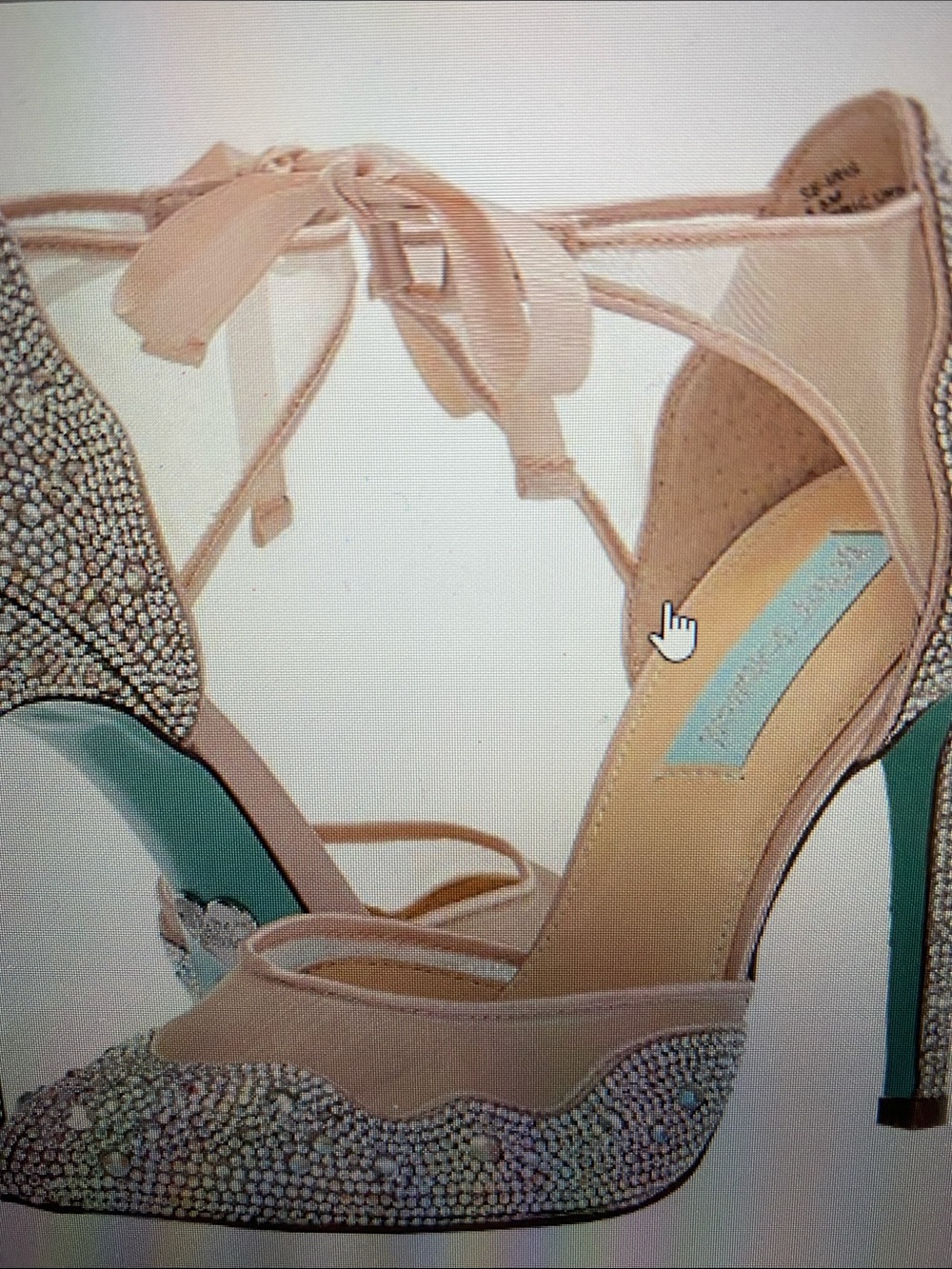 Blue by Betsey Johnson Satin Rhinestone Embellished Ankle Tie Stiletto Heels